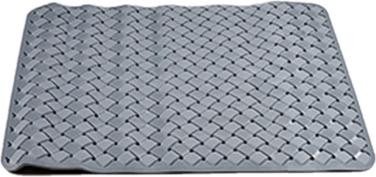 Badmat/douchemat steengrijs geweven patroon 50 x 50 cm - Anti-slip mat voor in de douchecabine