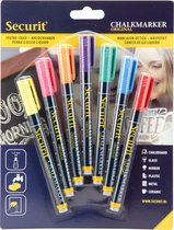 7x Gekleurde vloeibare krijtstiften ronde punt 1-2 mm - Krijtstiften/hobby artikelen/kantoor benodigheden