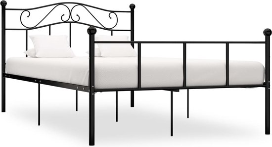 The Living Store Metalen Bedframe - Klassiek - Bed - Afmeting- 208 x 147.5 x 95 cm - Kleur- Zwart - Materiaal- Metaal - Ken- Elegante en stabiele constructie