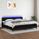 The Living Store Boxspring Dubbel Zwart - 203x200x78/88cm - Met Verstelbaar Hoofdbord en Kleurrijke LED Verlichting