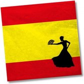 20x serviettes à thème drapeau des pays d'Espagne 33 x 33 cm - Serviettes en papier jetables - Drapeau espagnol / fournitures de fête flamenco - Décoration champêtre