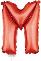 Ballon lettre gonflable rouge M sur bâton 41 cm