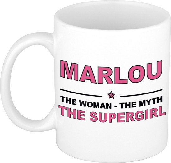 Cadeau nom Marlou - La femme, le mythe la tasse à café supergirl / tasse 300 ml - nom / noms tasses - cadeau pour anniversaire / fête des mères / retraite / succès / merci