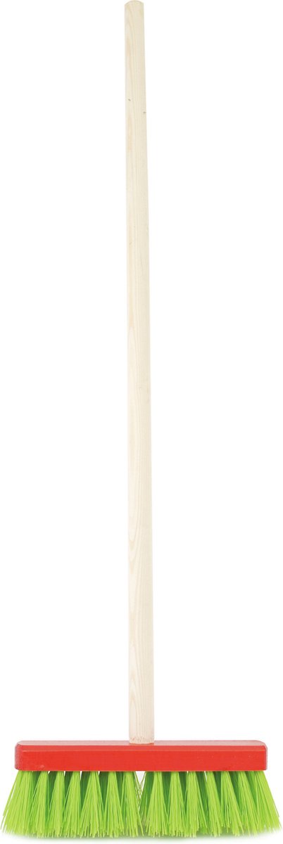2x stuks buiten kinderbezem groen met houten steel 80 cm - Kinderspeelgoed schoonmaakartikelen/buitenbezems van Classic Cantabile — afbeelding 2