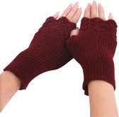 Winkrs© Vingerloze Handschoenen Dames Rood - Polswarmers Bordeaux - Acryl gebreide Handwarmers