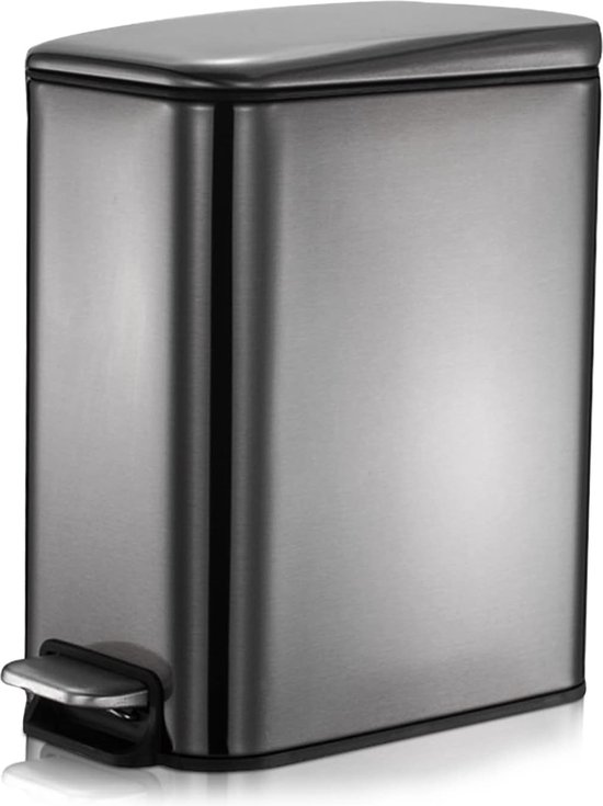 Poubelle À Pédale Leman, Fermeture Douce Système 'easy Close', Poubelle  20l, Acier Inox Noir