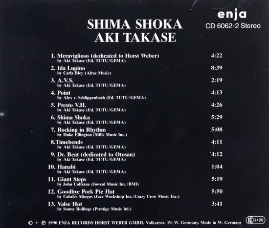 Aki Takase Shima Shoka Aki Takase Cd Album Muziek Bol