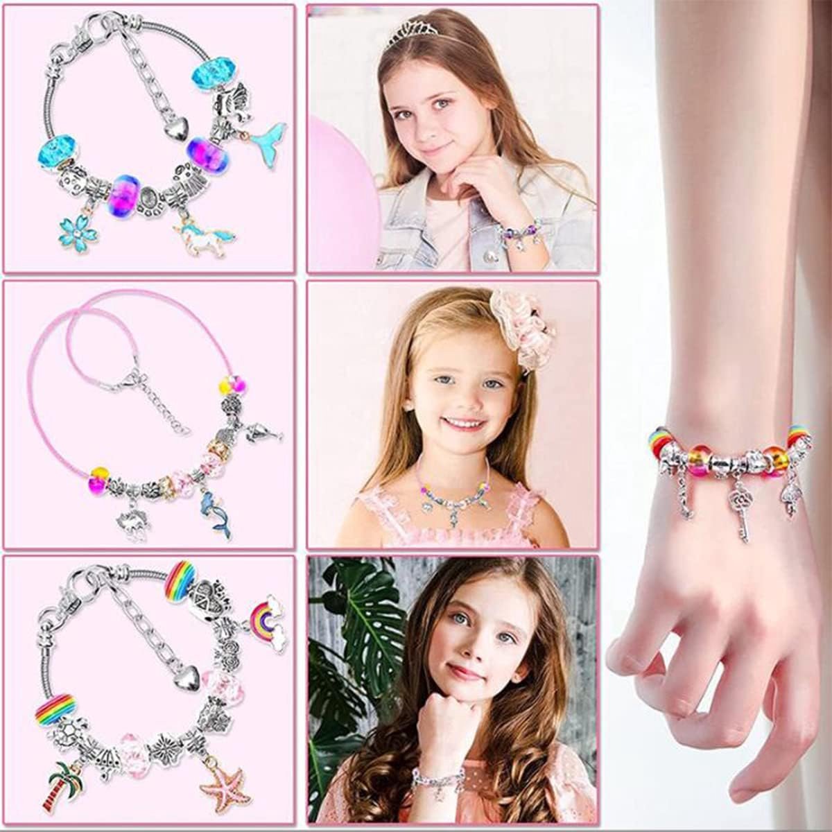 Kit de Fabrication de Bracelets Filles,DIY Charms Bracelet Perles Kit,  Cadeau Jouet Noël pour Enfant Fille 5-13 Ans