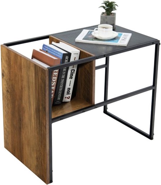 Novilla Sofa bijzettafel - industriële stijl - C-vormige laptop