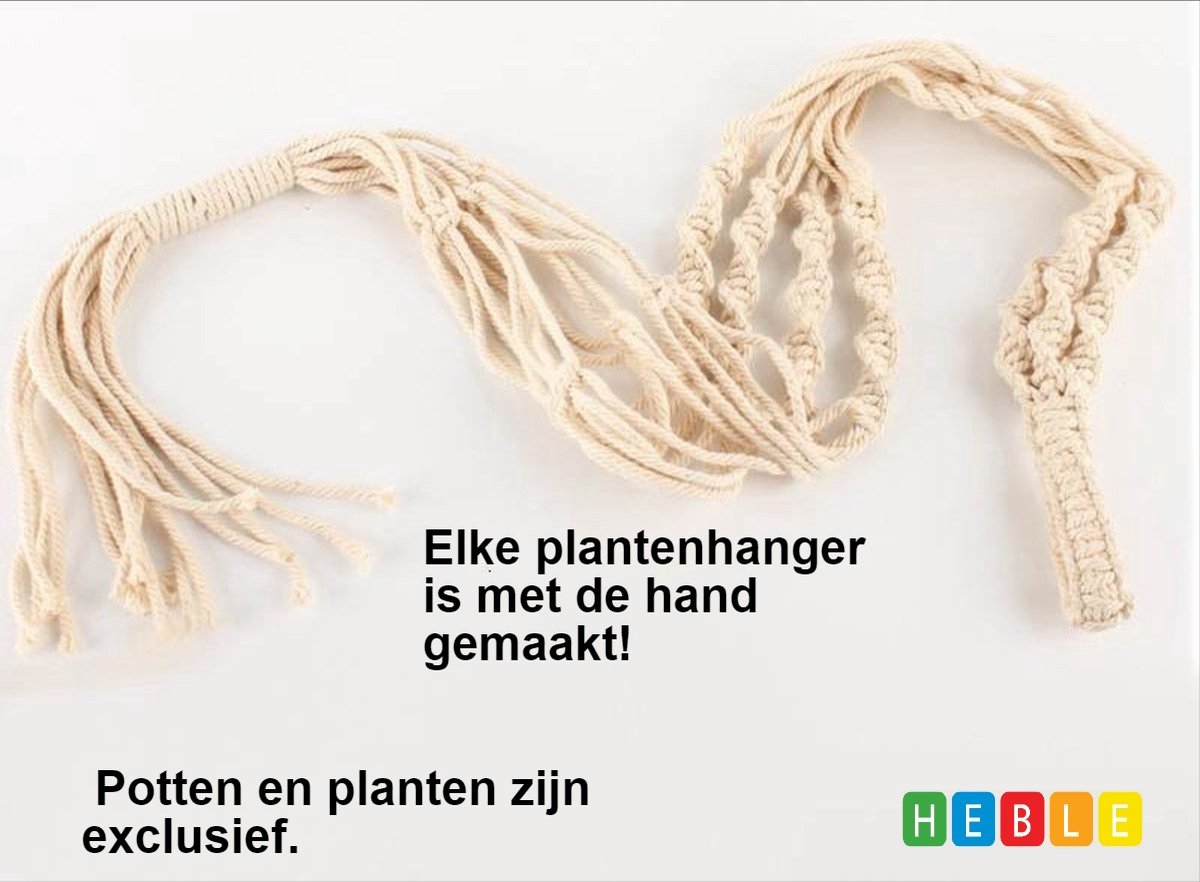 2x Handgemaakte Macrame Plant Hangers - Bloempot hangers - Wanddecoratie - Tuin interieur - Bohemian Deco - van Heble®