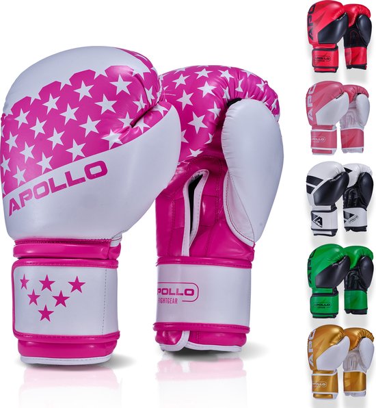 Gants de boxe Apollo , Cuir PU, gants de boxe thaïlandais, pour sac de boxe, entraînement, sparring, Fitness, Gants MMA, Gants de kickboxing, Gants de boxe femmes et hommes 12/14/16 oz