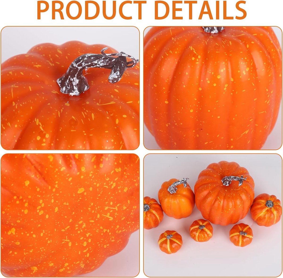 A/A Kunstmatige pompoenen decoratie, herfst oogst mini pompoenen - 7 stks levensechte nep pompoenen decor voor herfst oogst, Thanksgiving, Halloween, Home Garden (gele pompoen