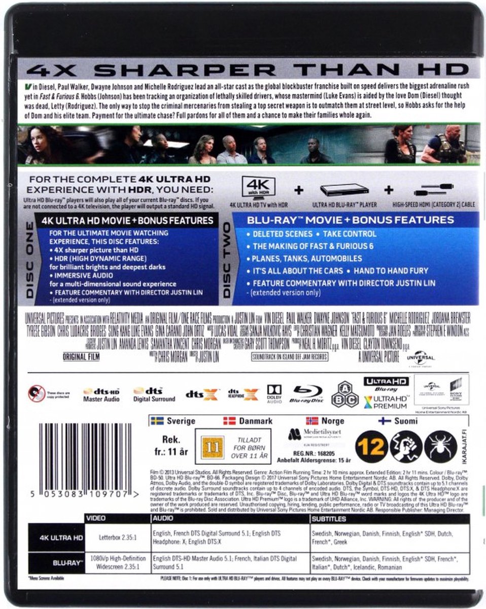 Universal Sony Pictures Nordic The Fast And The Furious 6 (4K BluRay) thumbnail 3