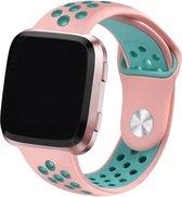 Shop4 - Geschikt voor Fitbit Versa Bandje - Siliconen Roze Groen
