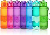 Sportdrinkfles BPA-vrije plastic sportdrinkflessen voor kinderen, school, joggen, fiets, open met één hand drinkflesfilter, groen, 14oz/400ml