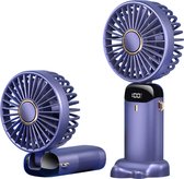 Homesell Handventilator - Draagbare mini-ventilator - Oplaadbare batterij - 3000 mAh - Digitaal beeld - 5 Standen - usb oplaadbaar - Opvouwbaar met Display - Paars