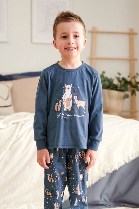 Foto: Doctor nap jongens meisjes kinderen unisex pyjama lange mouw lange broek winter kerst matching gezin familie best friends deep blue pdu 4324 122 128