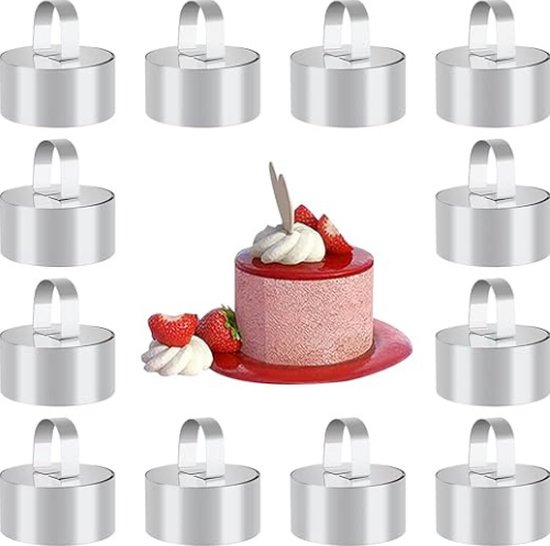 Cercles à dessert - Cercles à pâtisserie - Avec pilon - 8 cm (Rond