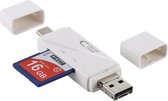 USB 2.0 / Micro-USB / USB-C multi Card Reader voor SD en Micro-SD / TF - Wit - Provium