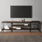 vidaXL-Tv-meubel-161x35x45-cm-bewerkt-hout-en-ijzer-bruin-eikenkleur