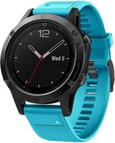 Siliconen sport bandje geschikt voor Garmin Fenix 5 - Plus & Sapphire - Fenix 6 - Pro & Sapphire - Garmin Fenix 7 - Solar & Sapphire Garmin Epix Gen 2 - Quickfit 22 / 22mm band voor Garmin smartwatches - Horlogebandje - Polsband - licht blauw