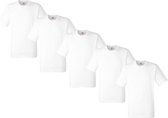 Lot de 5 T-shirts Fruit of the Loom Original pour hommes, 100 % coton, col rond, blanc, taille M