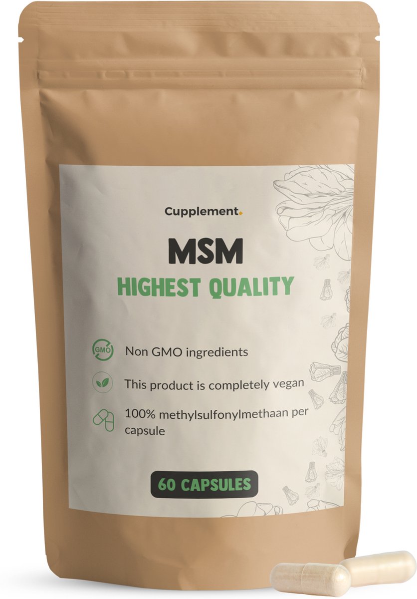 Goedkoopste Cupplement MSM 500MG 60 Vegan Capsules – Puur & Hoogwaardig – Anti-Aging, Gewrichten, Huid & Haar – Laboratoriumgetest – Past Door Brievenbus – Geen Poeder, Gel, Tabletten of 1000MG – Superfood Supplement – 30 Dagen Voorraad