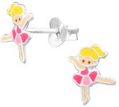 Joy|S - Zilveren ballet danseres oorbellen - 6.5 x 7.5 mm - kinderoorbellen