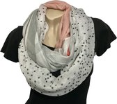 Snood - Echarpe Ronde - Pois/Imprimé - Grijs - 90 x 65 cm (9208)