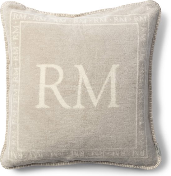 Riviera Maison Housse de coussin, Kussensloop, Sierkussen avec logo - RM Logo Pillow Cover 60x60 - gris - Katoen