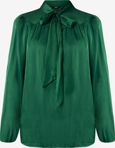 Blouse With Bowtie Neck Dames - Donker Groen - Maat XL