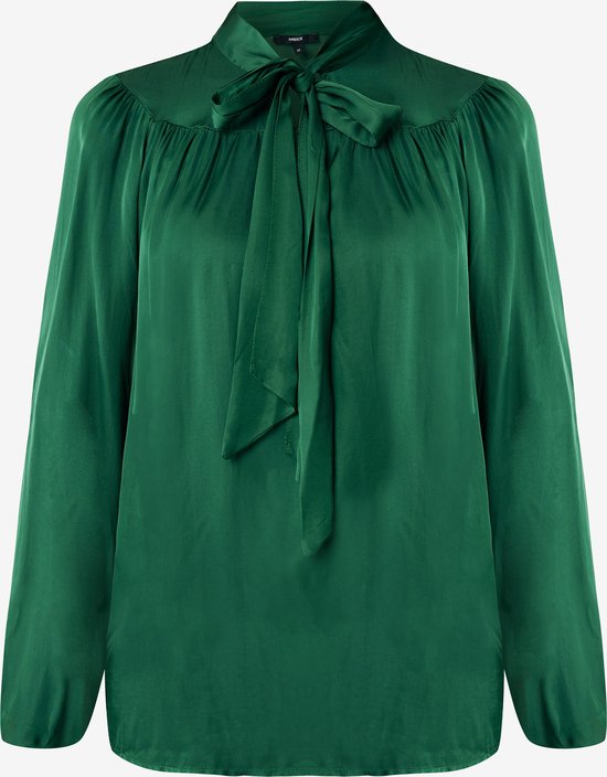 Blouse With Bowtie Neck Dames - Donker Groen - Maat XL