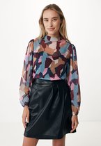 Printed High Neck Blouse Dames - Multicolor - Maat XS