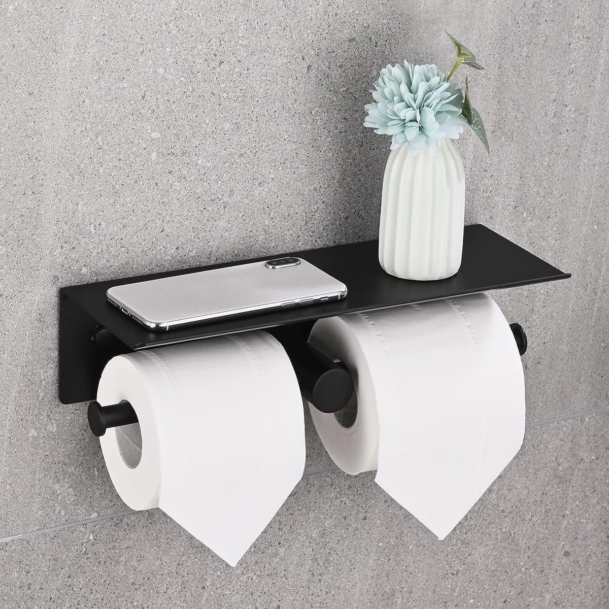 Porte-Papier Toilette - Support Papier Rouleau Toilette Noir Porte Papier  Toilette avec étagères Spacieuses, Derouleur Papier Toilette Mural pour Porte  Papier WC adhésif et monté à vis : : Bricolage