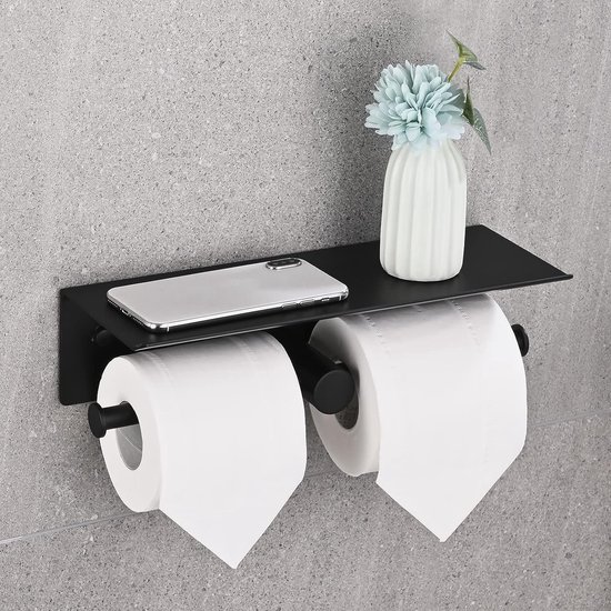 Porte-rouleau WC double, porte-papier toilette autocollant, sans