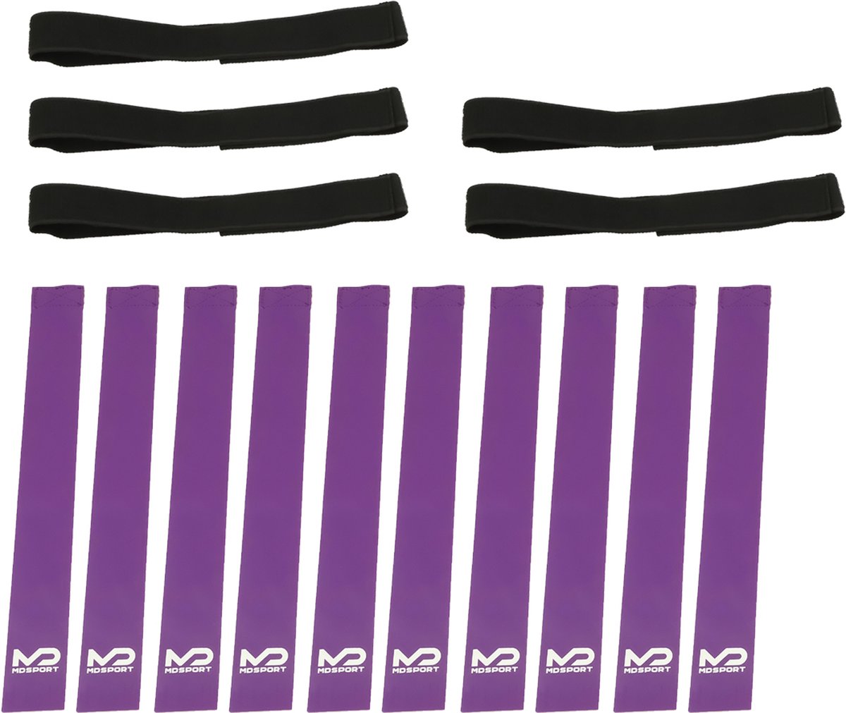 MDsport - Flagfootball flags - Volledig klittenband - Set van 5 - Paars