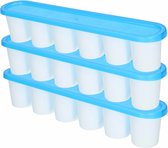 Plasticforte Grote ijsblokjes/klontjes vormen - 3x - 30 x 6 cm - met deksel - blauw - XXL