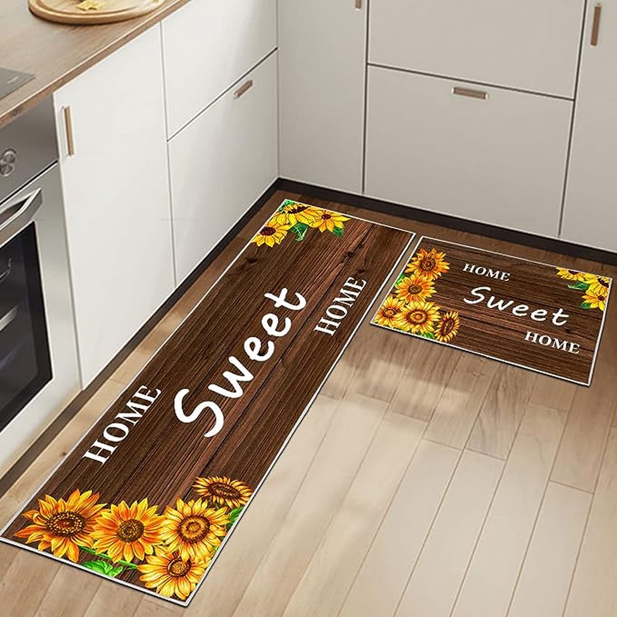 Carvapet 2 stuks keuken mat tapijt antislip wasbare keuken vloermat TPR rug loper tapijt set (grijs