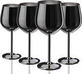 Lot de 4 verres à vin noirs, verres à vin en acier inoxydable de 540 ml, gobelets robustes et incassables, adaptés pour l'extérieur, le camping, la piscine, les voyages.