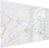 Designglas Whiteboard - Metaal - Magneetbord - Memobord - Marbel White/Gold - 60x40cm