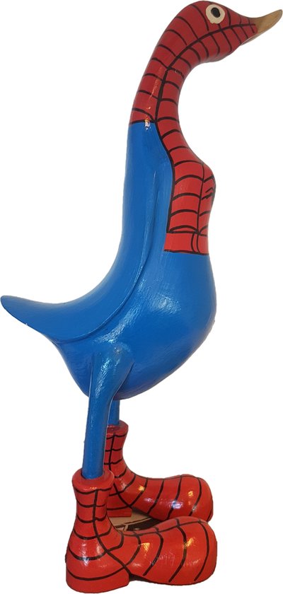 CMJ - Handgemaakte Decoratie Eend - Spiderman - Bamboehout - Middel