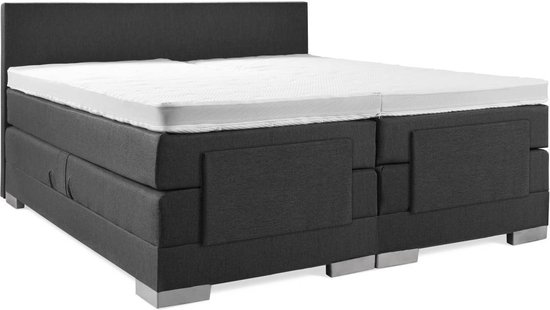 Soft bedden Elektrische Boxspring - 180x210 - Incl. Glad hoofdbord - Antraciet met plint