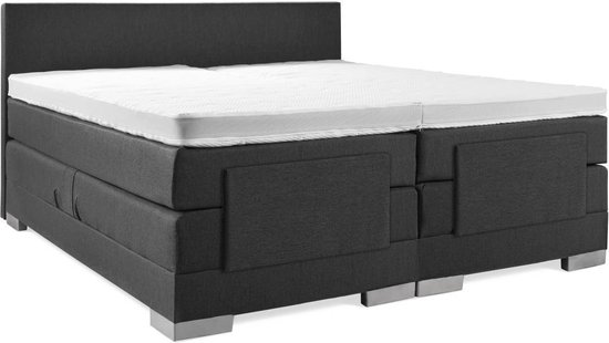 Soft bedden Elektrische Boxspring - 160x220 - Incl. Glad hoofdbord - Antraciet met plint