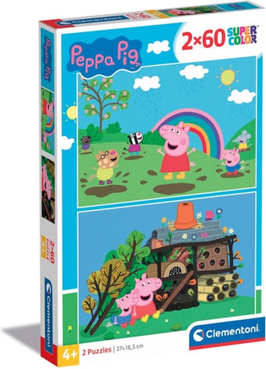 Clementoni - Puzzel - 2x60 Stukjes - Peppa Pig - Puzzel Voor Kinderen - Supercolor