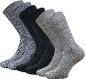 6 paar Noorse wollen sokken - Antraciet, Gemêleerd grijs en blauw - Maat 39/42