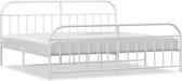 vidaXL - Bedframe - met - hoofd- - en - voeteneinde - metaal - wit - 200x200 - cm