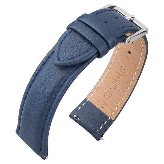 Kalfslederen Horlogebandje Buffalo Blauw 22mm