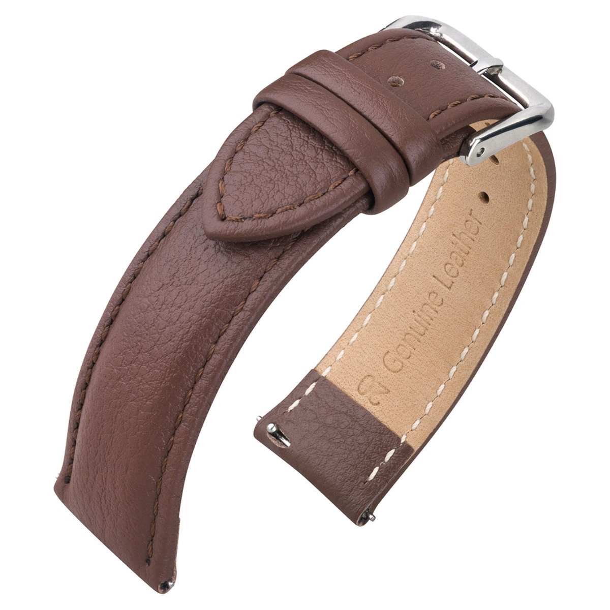 Kalfslederen Horlogebandje Buffalo Bruin 20mm