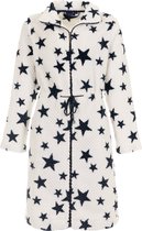 Dames badjas met rits - sterrenprint - fleece - zacht & warm - ritssluiting badjas dames - luxe ochtendjas -maat S (36-38)