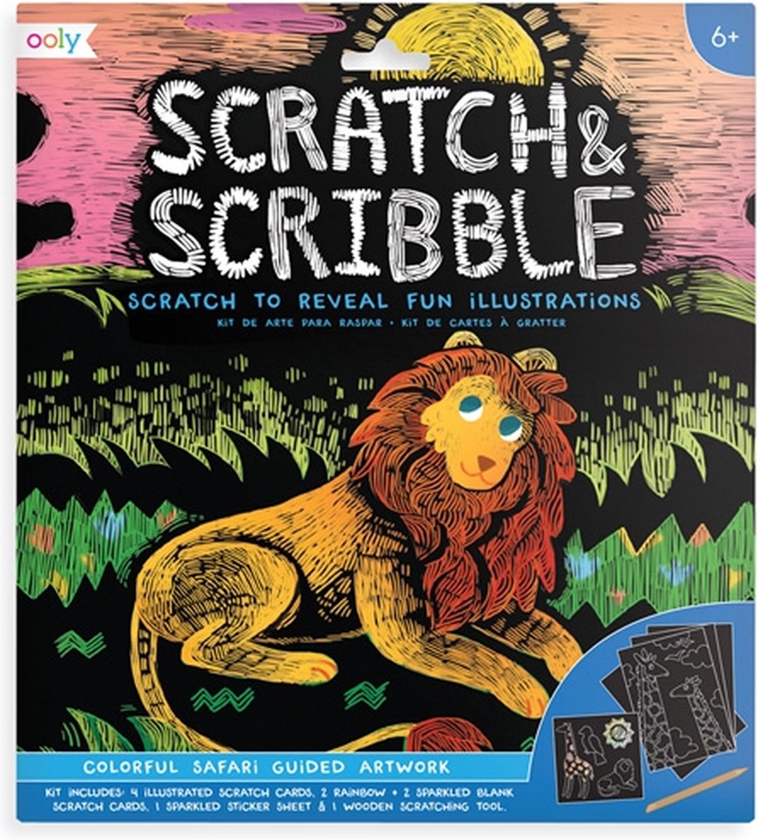 Ooly - scratch & scribble - kleurrijke safari
